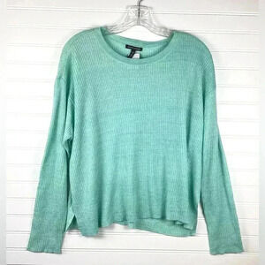 Eileen Fisher Mint Green Organic Linen Delave Round Neck Pullover size Medium